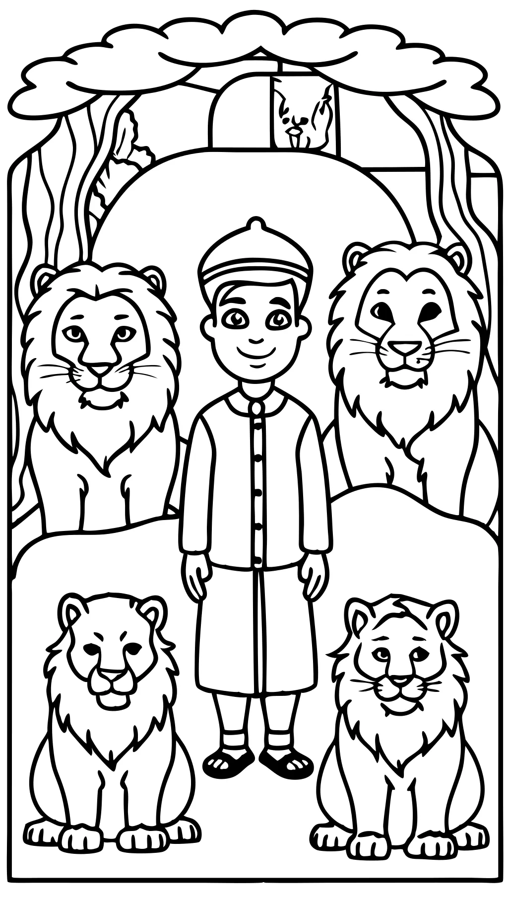 Daniel et les lions coloriage